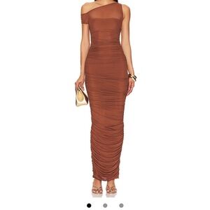 AFRM One-Shoulder Brown Dress